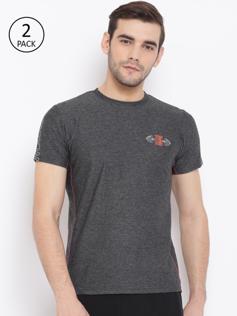 

Sweet Dreams Men Pack of 2 Charcoal Grey Solid Round Neck T-shirt