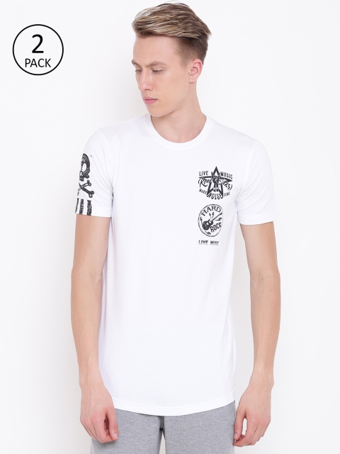 

Sweet Dreams Men Pack of 2 White Printed Lounge T-shirt