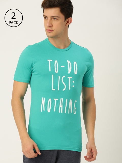 

Undercolors of Benetton Men Pack of 2 Turquoise Blue Printed Lounge T-shirt