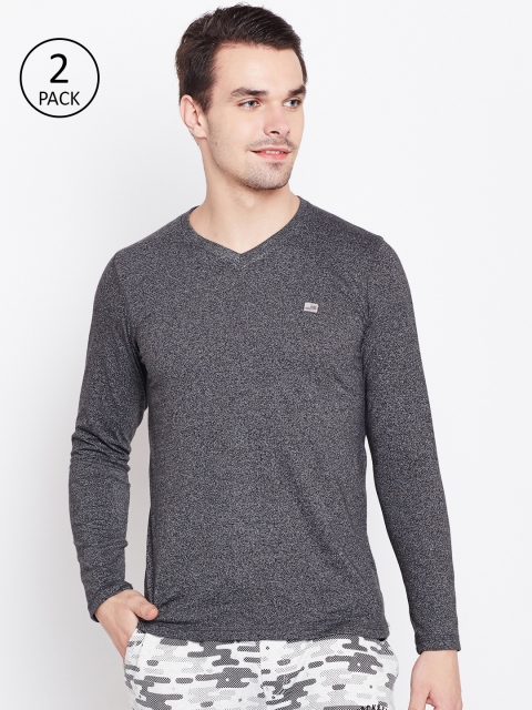 

Sweet Dreams Men Pack of 2 Charcoal Grey Solid V-Neck T-shirt