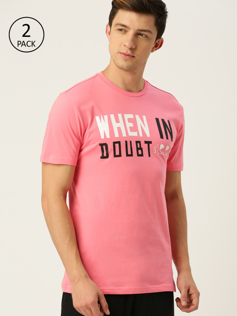 

Undercolors of Benetton Pack of 2 Men Pink Printed Lounge T-shirts