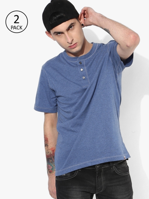 

Jockey Men Pack Of 2 Blue Solid Henley Neck T-Shirt