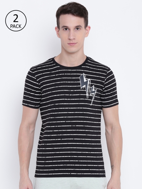 

Sweet Dreams Pack Of 2 Black & White Striped Lounge T-shirt