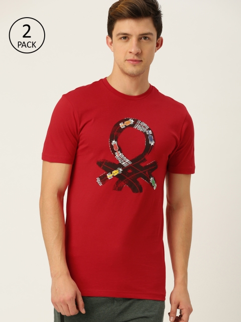 

Undercolors of Benetton Pack Of 2 Red Brand Print Lounge T-shirt