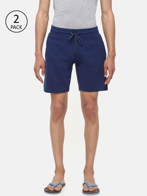 

Sweet Dreams Men Pack Of 2 Navy Blue Solid Lounge Shorts