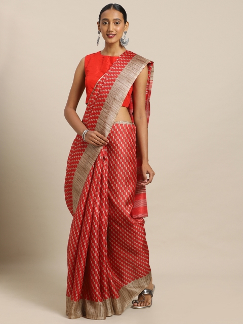 

Mirchi Fashion Red & Beige Art Silk Printed Khadi Saree