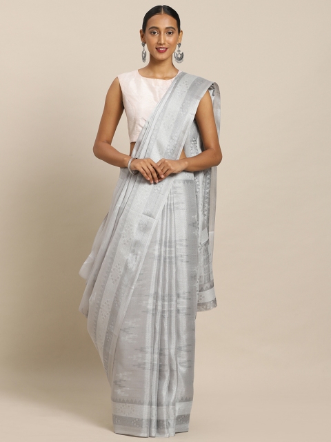 

Mirchi Fashion Grey Art Silk Ikat Woven Design Khadi Saree