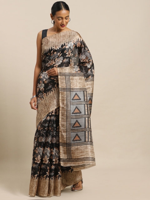 

Mirchi Fashion Black & Beige Art Silk Printed Khadi Saree