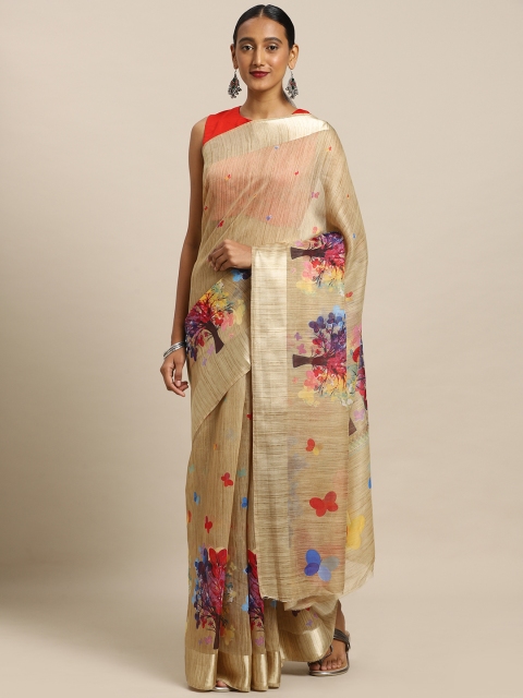 

Mirchi Fashion Beige Printed Polycotton Saree