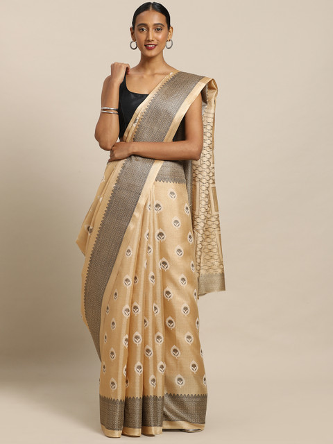 

Mirchi Fashion Beige & Grey Art Silk Printed Khadi Saree