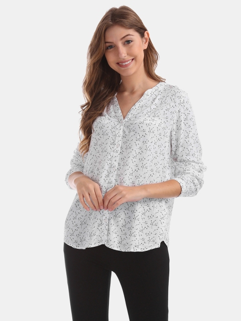 

Cherokee Women White & Black Regular Fit Printed Casual Shirt