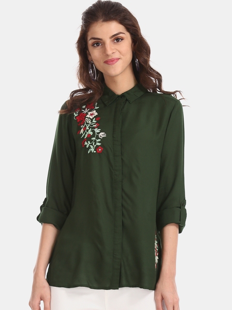 

Cherokee Women Green Regular Fit Solid Casual Shirt