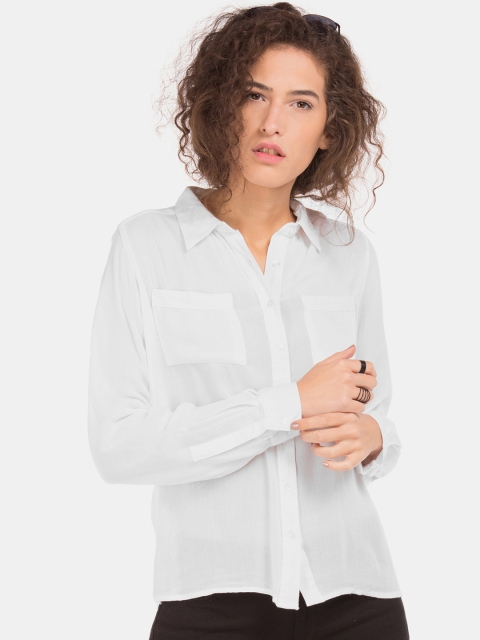 

Cherokee Women White Regular Fit Solid Casual Shirt