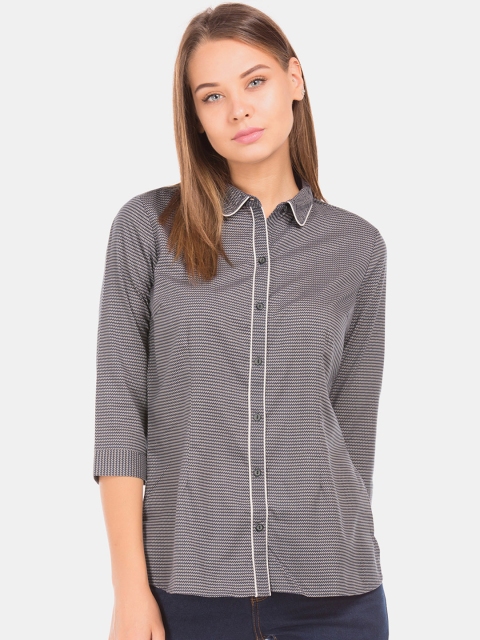 

Cherokee Women Navy Blue & Grey Regular Fit Printed Casual Shirt
