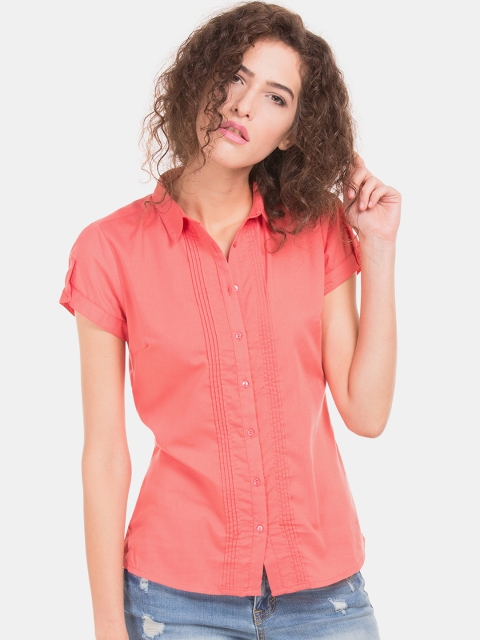 

Cherokee Women Peach-Coloured Regular Fit Solid Casual Shirt