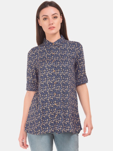 

Cherokee Women Navy Blue & Beige Regular Fit Printed Casual Shirt