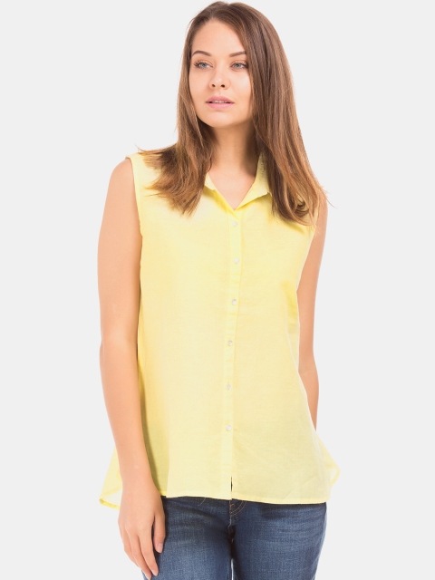 

Cherokee Women Yellow Regular Fit Solid High-Low Casual Shirt