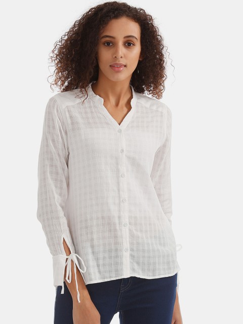 

Cherokee Women White Regular Fit Self Design Casual Shirt