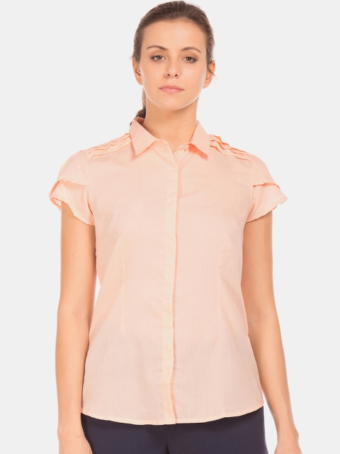 

Cherokee Women Peach-Coloured Regular Fit Solid Formal Shirt