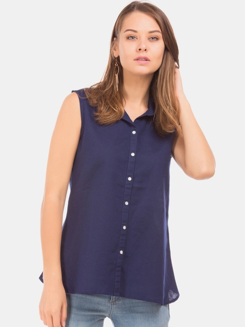 

Cherokee Women Navy Blue Regular Fit Solid Casual Shirt
