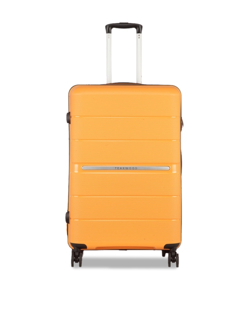 

Teakwood Leathers Unisex Orange Textured Hard-Sided Large Trolley Suitcase