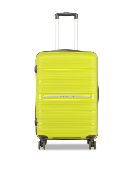 

Teakwood Leathers Unisex Lime Green Textured Hard-Sided Medium Trolley Suitcase