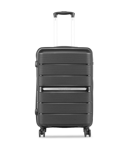 

Teakwood Leathers Black Textured Hard-Sided Medium Trolley Suitcase