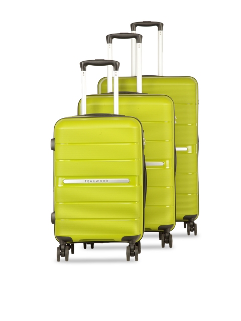 

Teakwood Leathers Unisex Set Of 3 Lime Green Textured Hard-Sided Trolley Suitcases