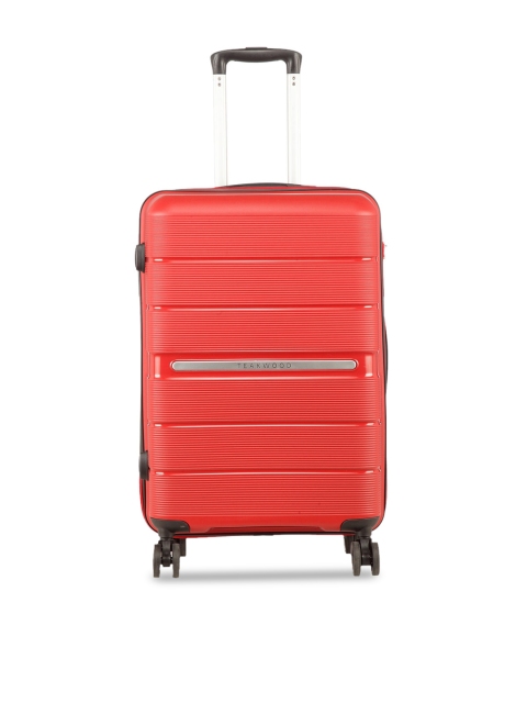 

Teakwood Leathers Unisex Red Textured Hard-Sided Medium Water-Resistant Trolley Suitcase
