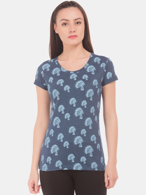 

Cherokee Women Navy Blue Printed Round Neck T-shirt