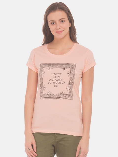 

Cherokee Women Pink Printed Round Neck T-shirt