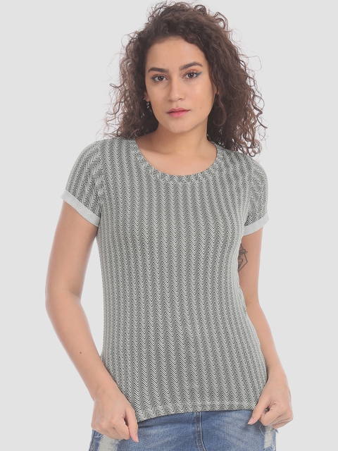 

Cherokee Women White Printed Round Neck Pure Cotton T-shirt