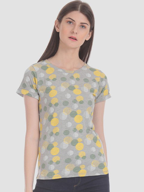 

Cherokee Women Grey Printed Round Neck T-shirt