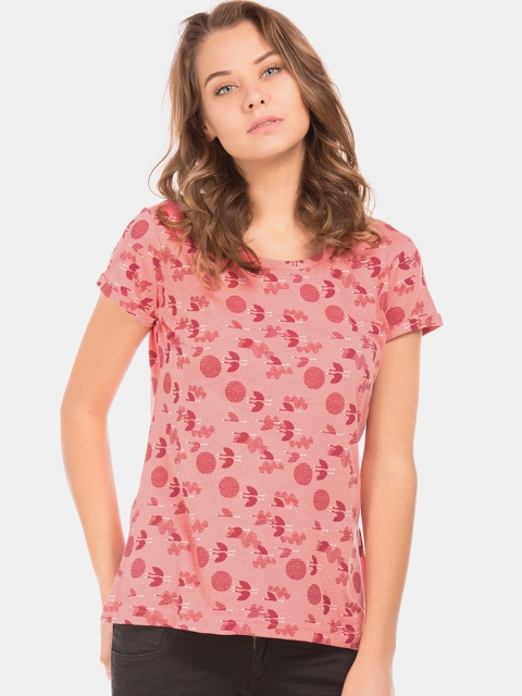 

Cherokee Women Pink Printed Round Neck T-shirt