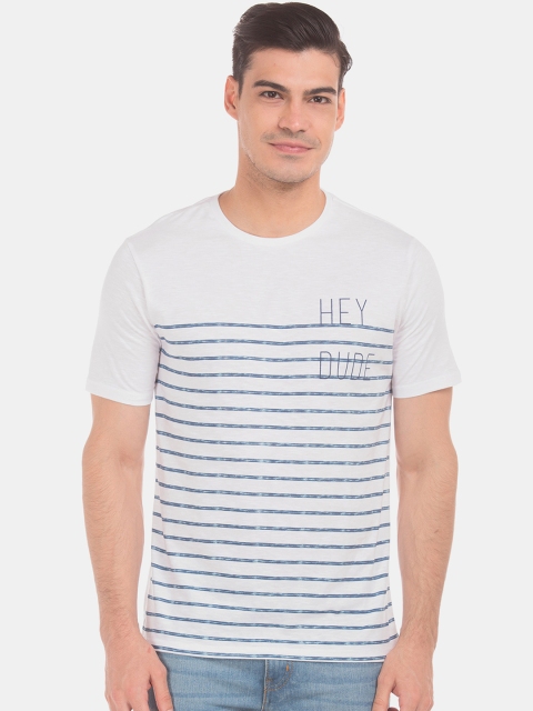 

Colt Men White Striped Round Neck T-shirt