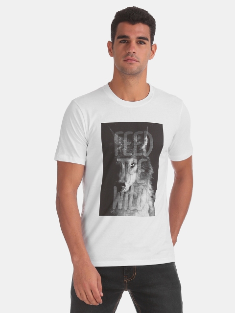 

Colt Men White & Black Printed Round Neck T-shirt