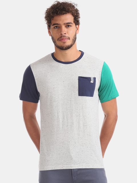 

Colt Men White Colourblocked Round Neck T-shirt