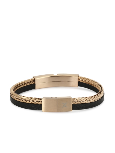 

Daniel Klein Men Black & Gold-Toned Leather Multistrand Bracelet