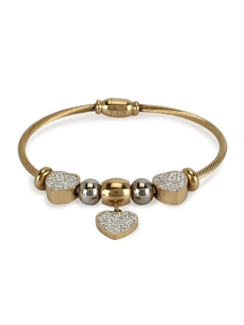 

Daniel Klein Gold & Silver-Toned Stone Studded & Beaded Charm Bracelet