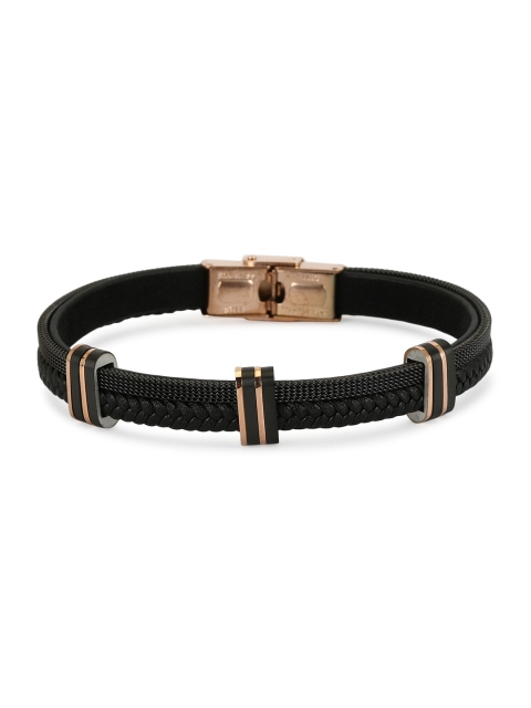 

Daniel Klein Men Black & Rose Gold Leather Bracelet