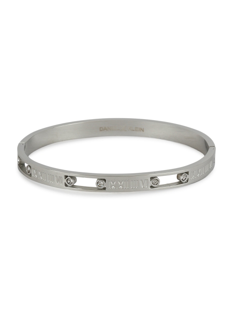 

Daniel Klein Silver-Toned Stone Studded Bangle-Style Bracelet