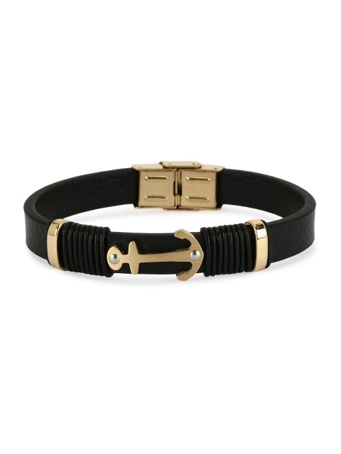 

Daniel Klein Men Black & Gold-Toned Leather Bracelet