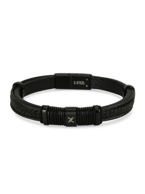 

Daniel Klein Men Black Leather Wraparound Bracelet