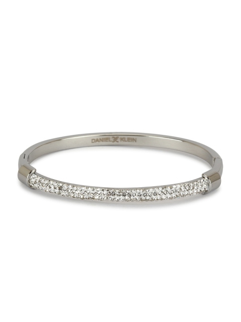 

Daniel Klein Silver-Toned Stone Studded Bangle-Style Bracelet