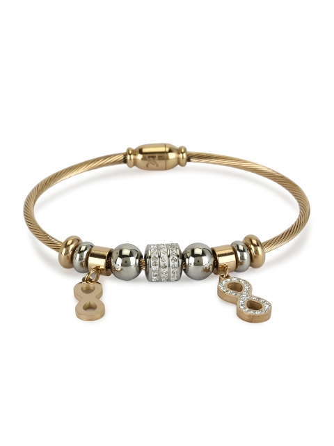 

Daniel Klein Gold & Silver Toned Stone Studded & Beaded Charm Bracelet