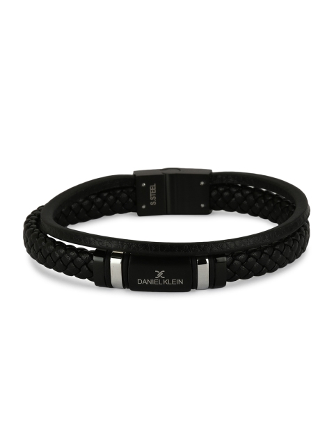 

Daniel Klein Men Black Leather Braided Multistrand Bracelet