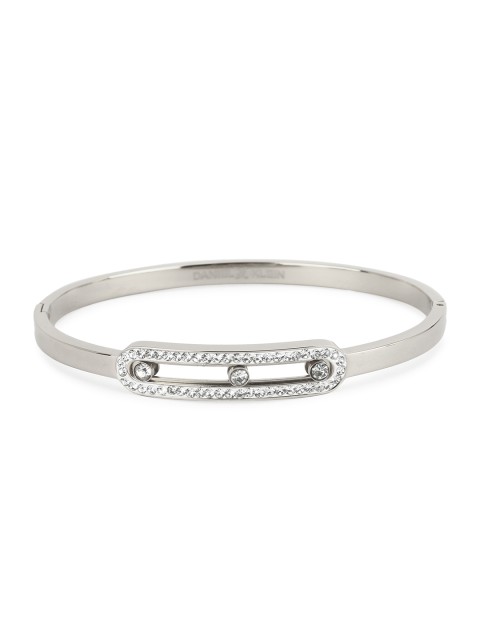 

Daniel Klein Silver-Toned Stone Studded Bangle-Style Bracelet