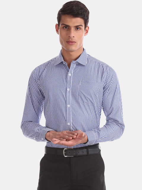 

Excalibur Men Blue & White Slim Fit Checked Formal Shirt