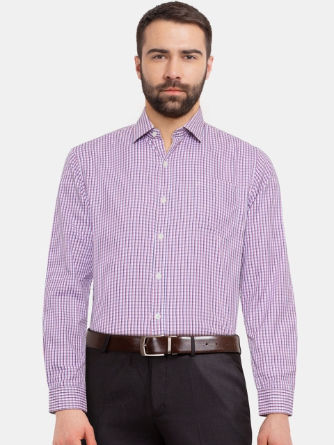 

Excalibur Men Pink & Blue Regular Fit Checked Formal Shirt