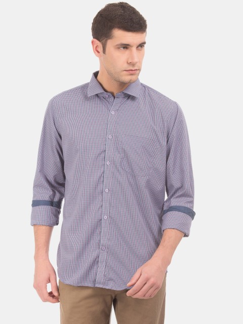 

Excalibur Men Pink & Blue Slim Fit Checked Casual Shirt